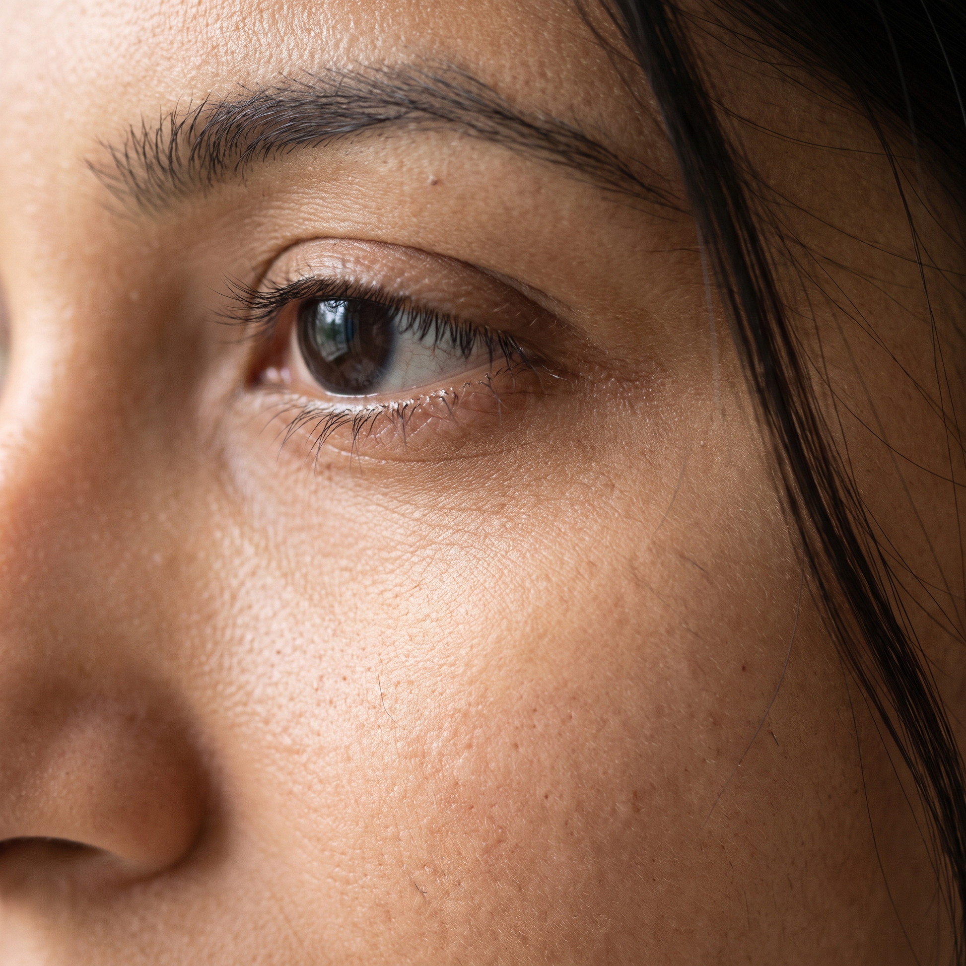 Under-eye thin skin close-up